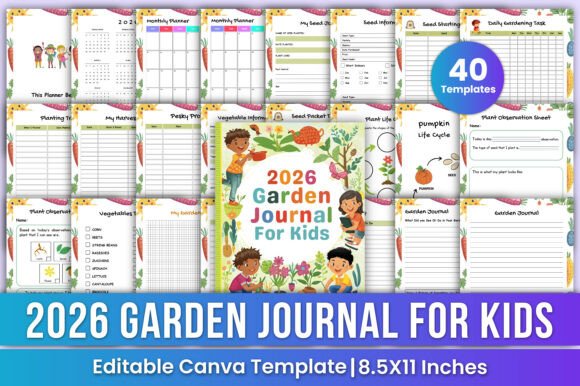 Download 2026 Garden Journal for Kids Canva Kdp - Garden journal Collection