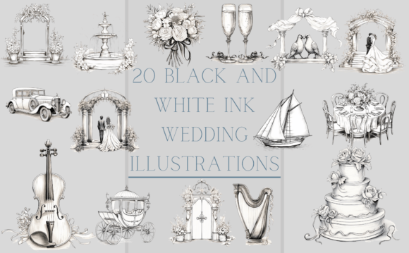 Download 20 Black and White Wedding Graphics - Wedding graphics Collection