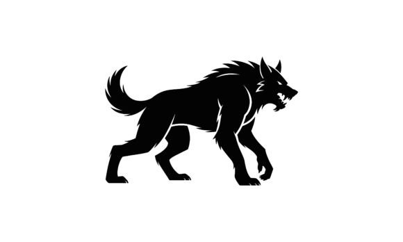 Download Aggressive Black Wolf Silhouette - Premium Resources
