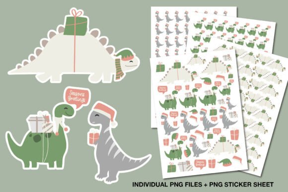 Download Christmas Dinosaur Stickers PNG Sheet - Sheet Collection